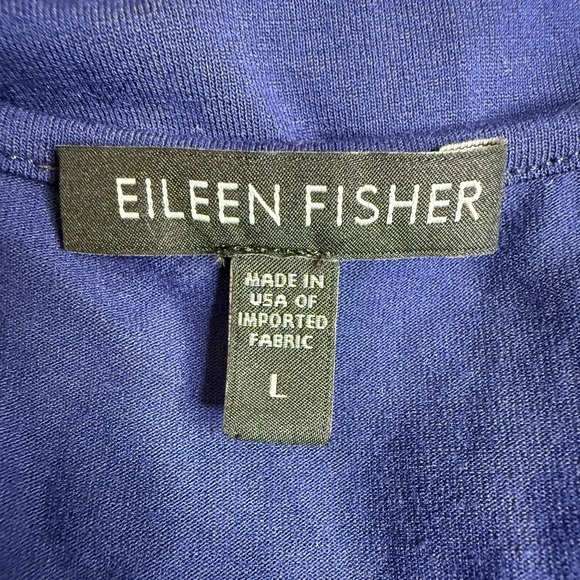 EILEEN FISHER Navy Sleeveless Midi Dress W/ Gathered Hem— Made in USA (L) - Picture 6 of 10